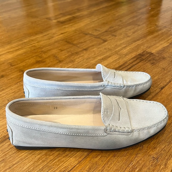 TOD’S CITY GOMMINO DRIVING SHOES IN SUEDE - light grayish taupe color size 39 - Picture 7 of 16